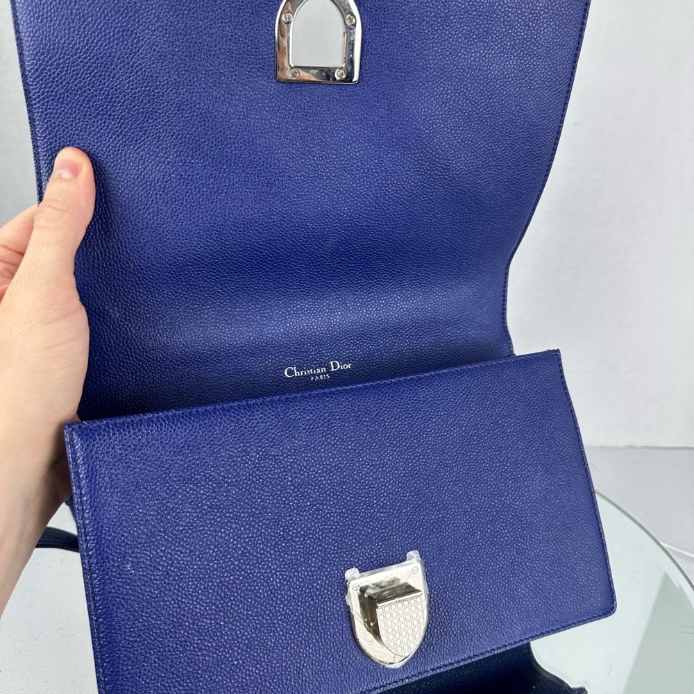 Christian Dior Grained Calfskin Medium Diorama Bag - Royal Blue Silver Hardware - Picture 6 of 12